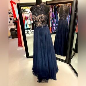 Let by and full navy dress